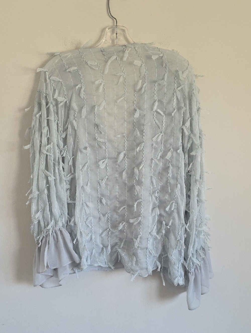 NWT ZARA | Mint Green Ruffle Feather Blouse V-neck Sz XL - Picture 5 of 7